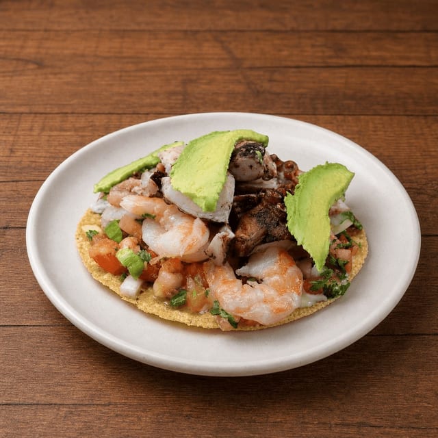 Tostada de Mariscos (Seafood Tostada).