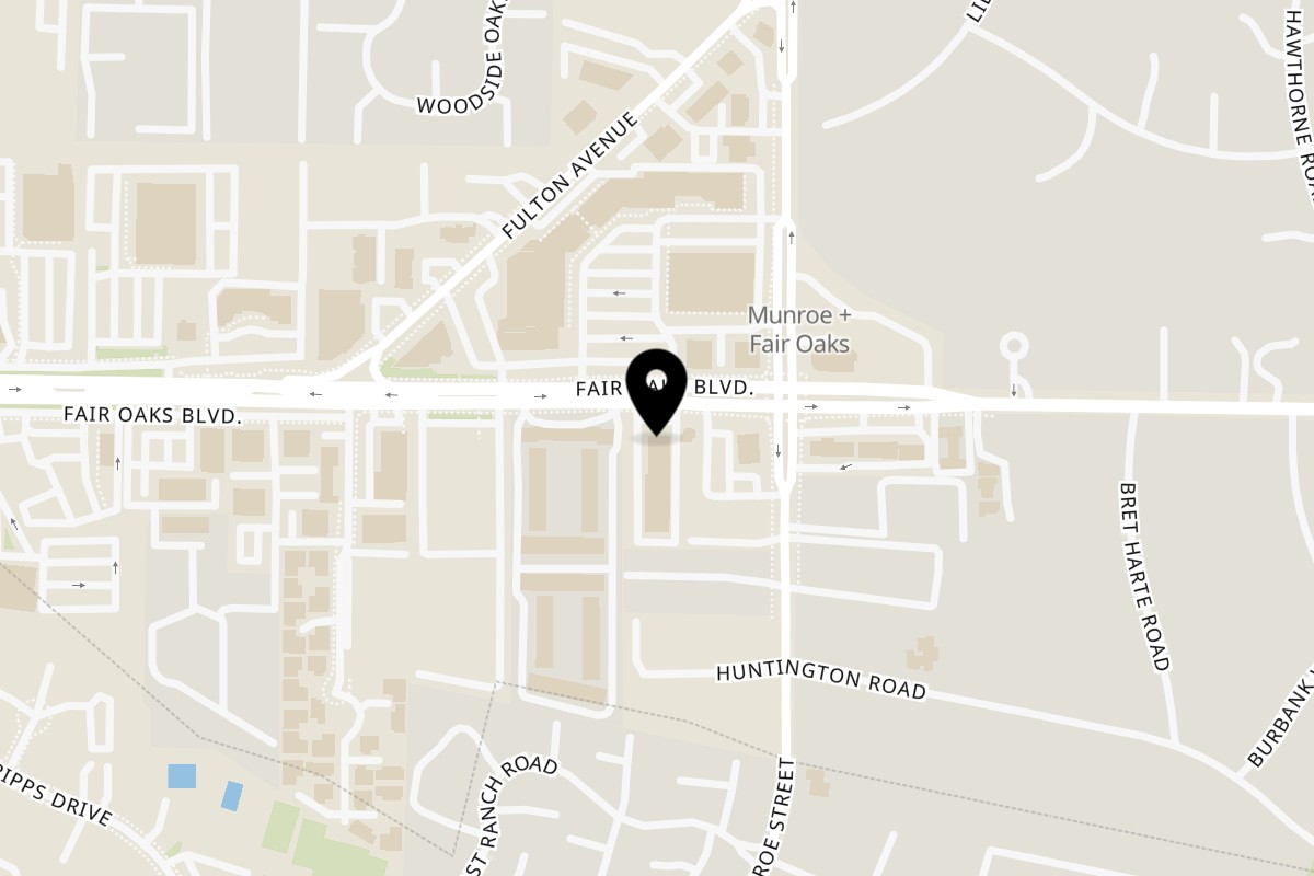 Map showing the location of Taqueria Los Compadres Fair Oaks on 2550 Fair Oaks Blvd #103 in Sacramento